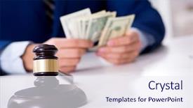  Presentation with bribe - Presentation theme having lawyer receiving money as bribe background and a sky blue colored foreground