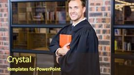  Presentation with legal - Cool new presentation with lawyer standing near library backdrop and a tawny brown colored foreground
