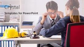  Presentation with lawyer client - Theme consisting of lawyer talking to client in office background and a light gray colored foreground