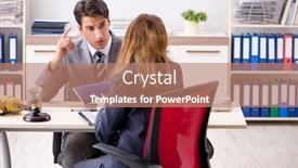  Presentation with lawyer client - PPT layouts enhanced with lawyer talking to client in office background and a coral colored foreground