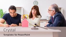  Presentation with lawyer - Beautiful slide set featuring lawyer-talking-to-divorcing-couple backdrop and a soft green colored foreground