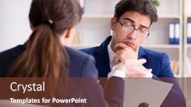  Presentation with lawyer client - Colorful presentation design enhanced with lawyer talking to his client in office backdrop and a tawny brown colored foreground