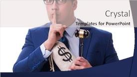  Presentation with lawyer - Colorful presentation design enhanced with lawyer-with-a-gavel backdrop and a lemonade colored foreground