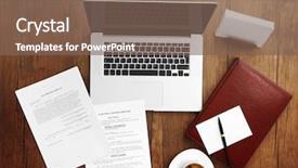  Presentation with workplace - Cool new theme with lawyer workplace with laptop backdrop and a violet colored foreground