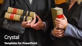  Presentation with law school - Amazing PPT theme having lawyers holding books backdrop and a black colored foreground