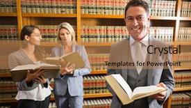  Presentation with university library - Cool new slides with lawyers in the law library backdrop and a coral colored foreground