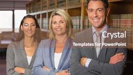  Presentation with consumer law - Amazing PPT layouts having lawyers in the law library backdrop and a coral colored foreground