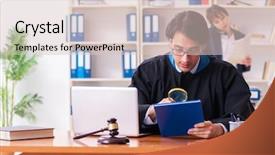  Presentation with contemporary world two columns - Slide set with lawyers working in the office background and a  colored foreground