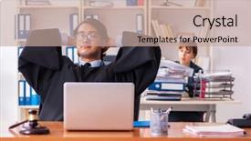  Presentation with two wheeler - Presentation design consisting of lawyers working in the office background and a  colored foreground