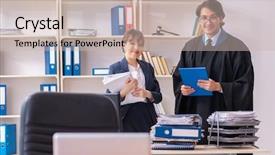  Presentation with office - Presentation consisting of lawyers working in the office background and a  colored foreground