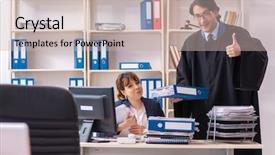  Presentation with two roads - Colorful presentation enhanced with lawyers working in the office backdrop and a  colored foreground