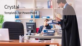  Presentation with working - Presentation design having lawyers working in the office background and a  colored foreground
