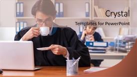  Presentation with working - Slide set having lawyers working in the office background and a  colored foreground