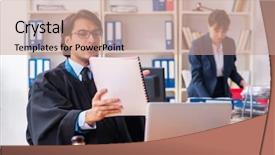  Presentation with office moves - Presentation design enhanced with lawyers working in the office background and a  colored foreground