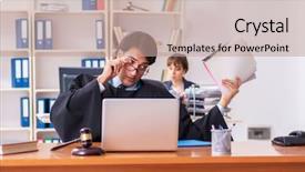  Presentation with two paths - Slide set having lawyers working in the office background and a coral colored foreground