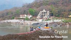  Presentation with india ganges - PPT layouts having laxman-jhula-india-april-23 background and a gray colored foreground