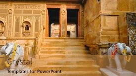  Presentation with india temple - Audience pleasing PPT theme consisting of laxmi-nath-ji-ka-mandir backdrop and a gold colored foreground