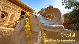  Presentation with worship - Colorful slides enhanced with laxminath-temple-of-jaisalmer-dedicated backdrop and a tawny brown colored foreground