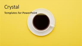  Presentation with flat - Colorful PPT layouts enhanced with lay of cup of coffee backdrop and a yellow colored foreground