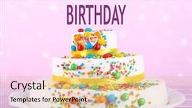  Presentation with happy birthday cake - Presentation theme with layer - beautiful tasty cake and phrase background and a lemonade colored foreground