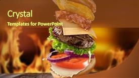  Presentation with maxi - PPT theme consisting of layer - maxi hamburger with flying ingredients background and a tawny brown colored foreground