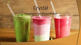  Presentation with plastic - Colorful PPT layouts enhanced with layer - tasty fruit cocktails in plastic backdrop and a coral colored foreground