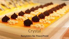  Presentation with cake - Slide deck with layer-cake-with-fruit-gel background and a yellow colored foreground