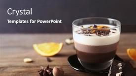  Presentation with dessert - Amazing presentation having layered dessert with decoration on wooden table backdrop and a dark gray colored foreground