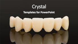  Presentation with dental implant - Amazing PPT theme having layering ceramic dental implant backdrop and a dark gray colored foreground