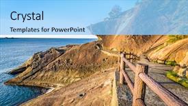  Presentation with coast line - Slide deck with onigajo devil's castle rock background and a  colored foreground