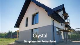  Presentation with plaster - Slides having layers architecture - newly built house background and a ocean colored foreground