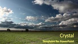  Presentation with storm clouds - Theme with layers earth - meadow with grass and fluffy background and a tawny brown colored foreground
