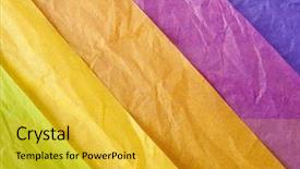  Presentation with tissue paper - Colorful PPT theme enhanced with layers of tissue paper wrapping backdrop and a gold colored foreground