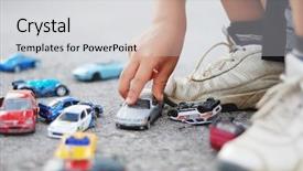  Presentation with toy - Beautiful PPT theme featuring laying and playing with car backdrop and a light gray colored foreground