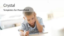  Presentation with cartoon - PPT theme with laying on floor watching cartoon background and a  colored foreground