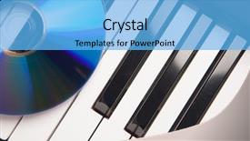  Presentation with piano - Colorful slides enhanced with cd laying on piano keyboards backdrop and a light blue colored foreground