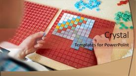  Presentation with mosaic - PPT theme with laying out picture on red background and a red colored foreground