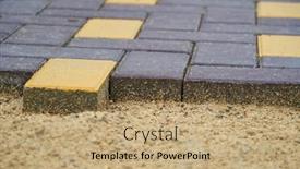  Presentation with city street - Presentation design enhanced with laying-paving-slabs background and a coral colored foreground