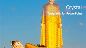  Presentation with buddha - Cool new slide deck with laykyun-sekkya-buddha-giants-statues backdrop and a teal colored foreground