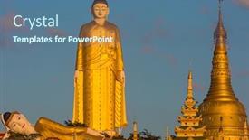  Presentation with buddha - Colorful PPT theme enhanced with laykyun sekkya buddha giants statues standing and reclining near monywa myanmar backdrop and a ocean colored foreground