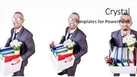 Presentation with personal - PPT layouts consisting of layoff - man being fired with box background and a white colored foreground