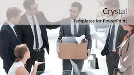  Presentation with personal - Colorful slides enhanced with layoffs - business team and frustrated employee backdrop and a light gray colored foreground
