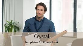  Presentation with box - Presentation theme having layoffs - portrait of fired businessman holding background and a mint green colored foreground