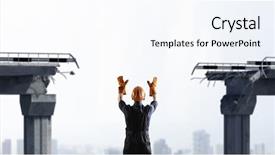  Presentation with builder - Slide set enhanced with layout bridge - builder man outdoor mixed media background and a  colored foreground