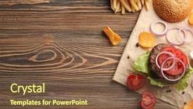  Presentation with burger - Cool new slides with lays chips - delicious burger and fresh tomatoes backdrop and a tawny brown colored foreground