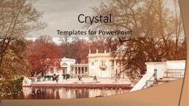  Presentation with inflatable water park - Amazing PPT theme having lazienki park with roman inspired backdrop and a coral colored foreground