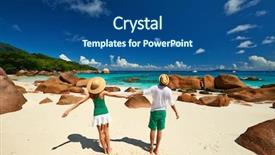  Presentation with black couple having fun - Presentation design having family traveling - couple in green having fun background and a ocean colored foreground