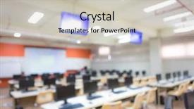  Presentation with blue and yellow abstract - Audience pleasing slides consisting of lcd education - abstract blur empty computer room backdrop and a soft green colored foreground