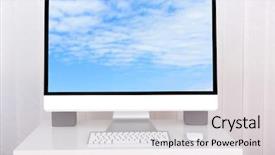  Presentation with computer - Presentation theme enhanced with lcd education - computer with screensaver on table background and a lemonade colored foreground