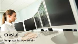  Presentation with sitting posture and computer ergonomics - Cool new presentation design with lcd education - photo of smart girl sitting backdrop and a soft green colored foreground